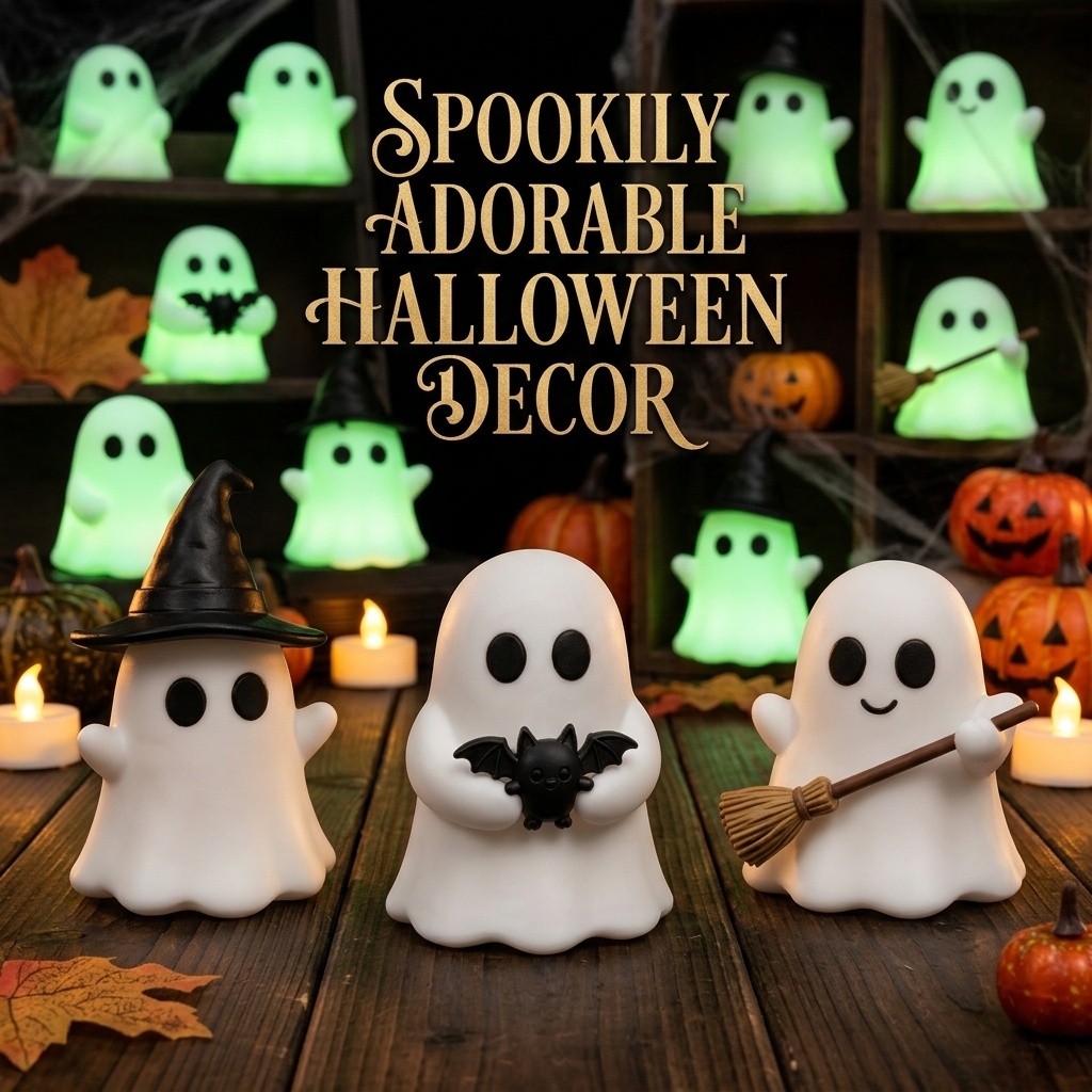 Desk Setup Dark - Halloween Luminous Mini Ghost Statue Soft