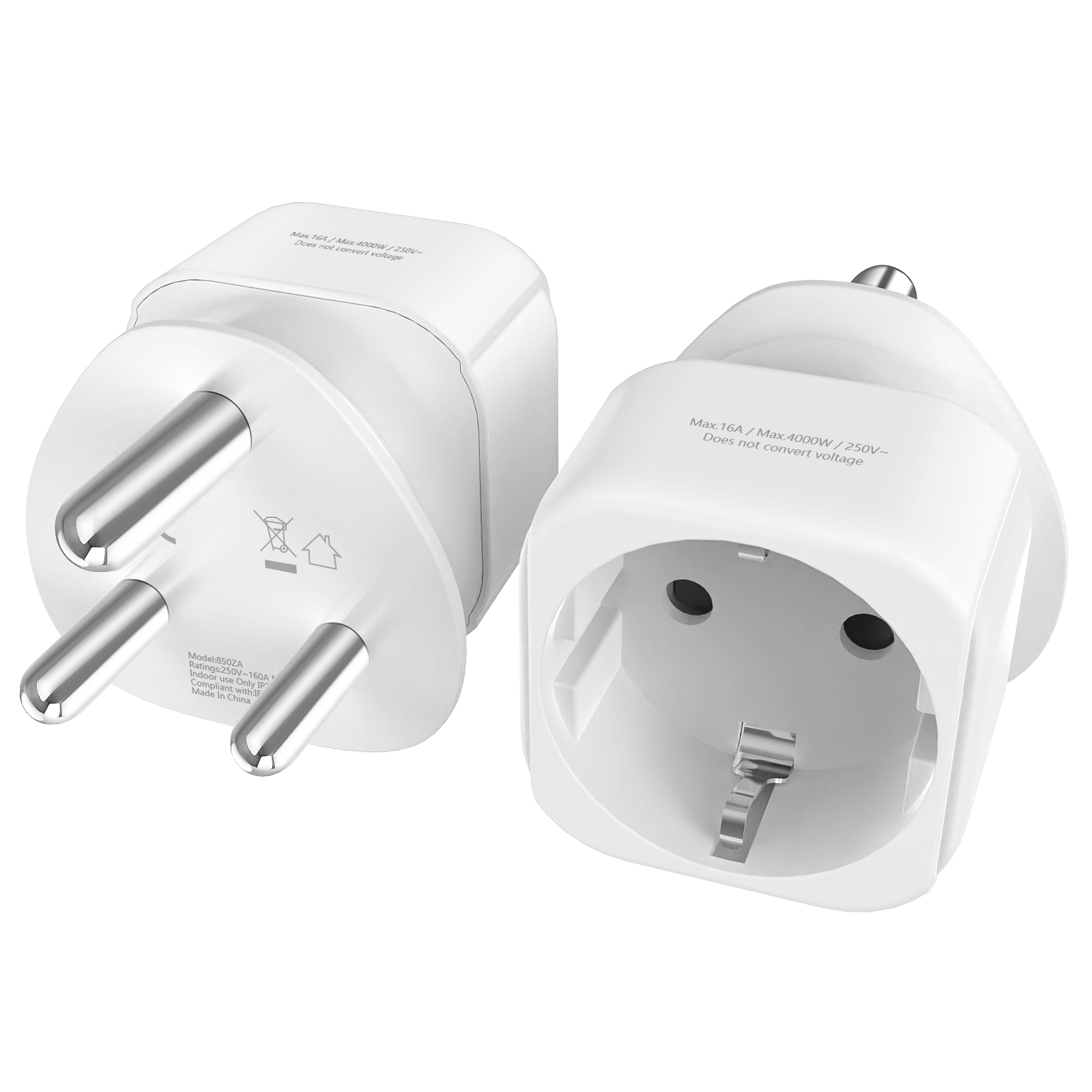 Power Strip Flat - 2PCS South Africa Travel Adapter, EU
