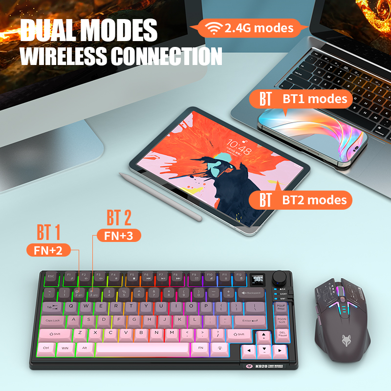 2.4G Dual-Mode Bluetooth Wirel - Desk Setup Keyboard review and price