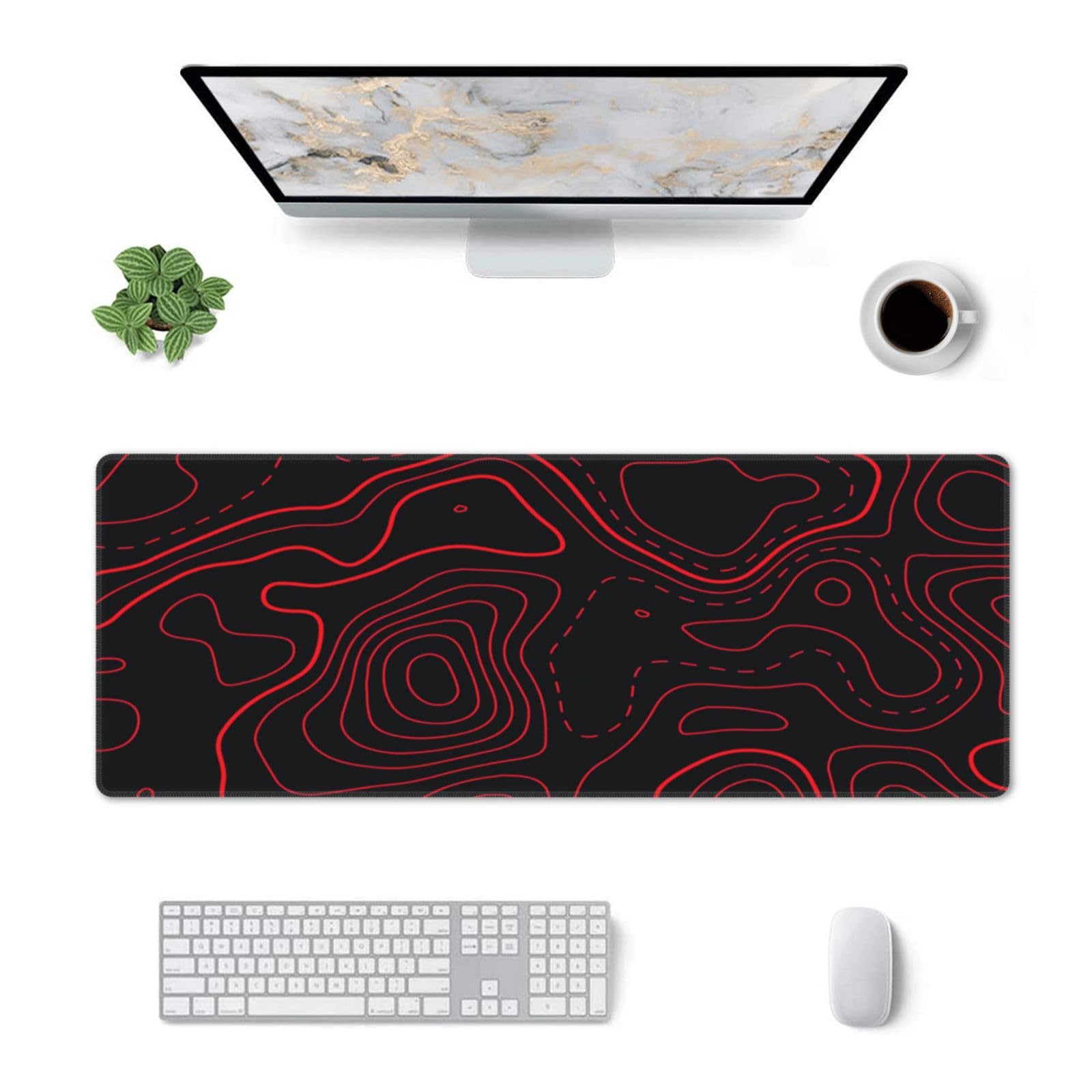 Red Black Topographic Gaming M - Desk Setup Red review and price