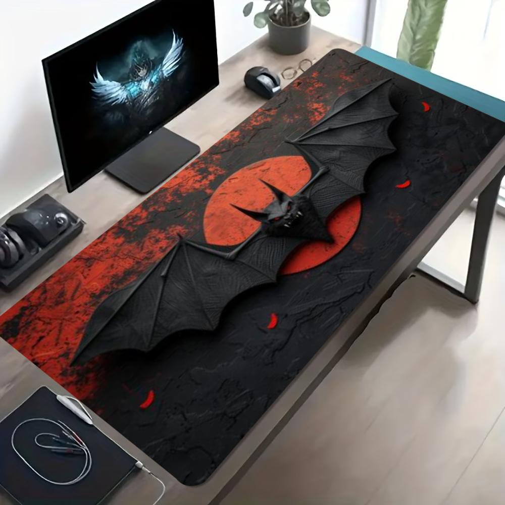 Dark Red Bat Pattern Large Gam - Desk Setup Red review and price