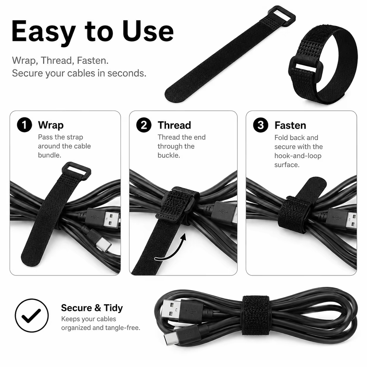Black Reusable Nylon Hook and  - Cable Velcro Strap review and price