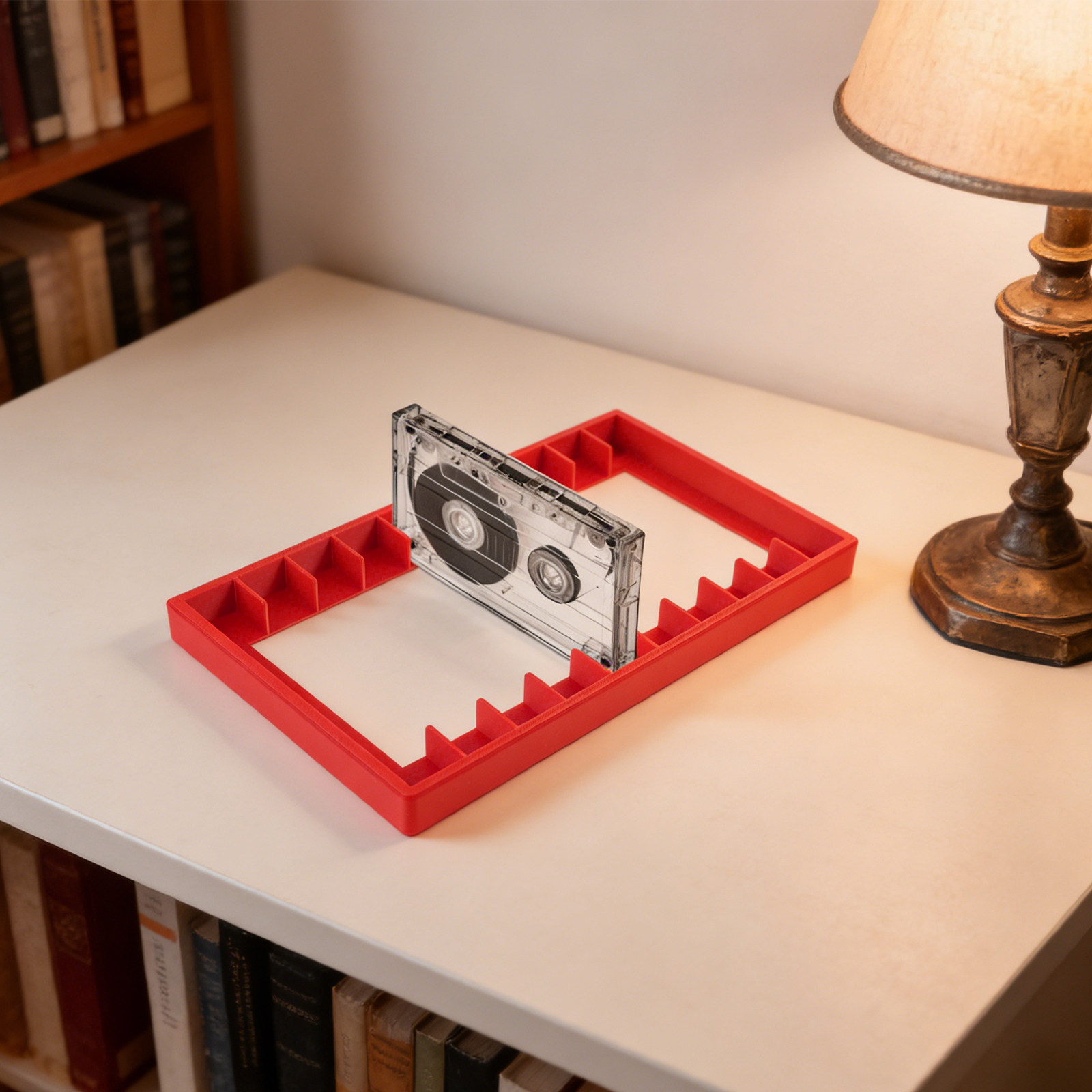 Cassette Storage Organizer She - Desk Setup Red review and price