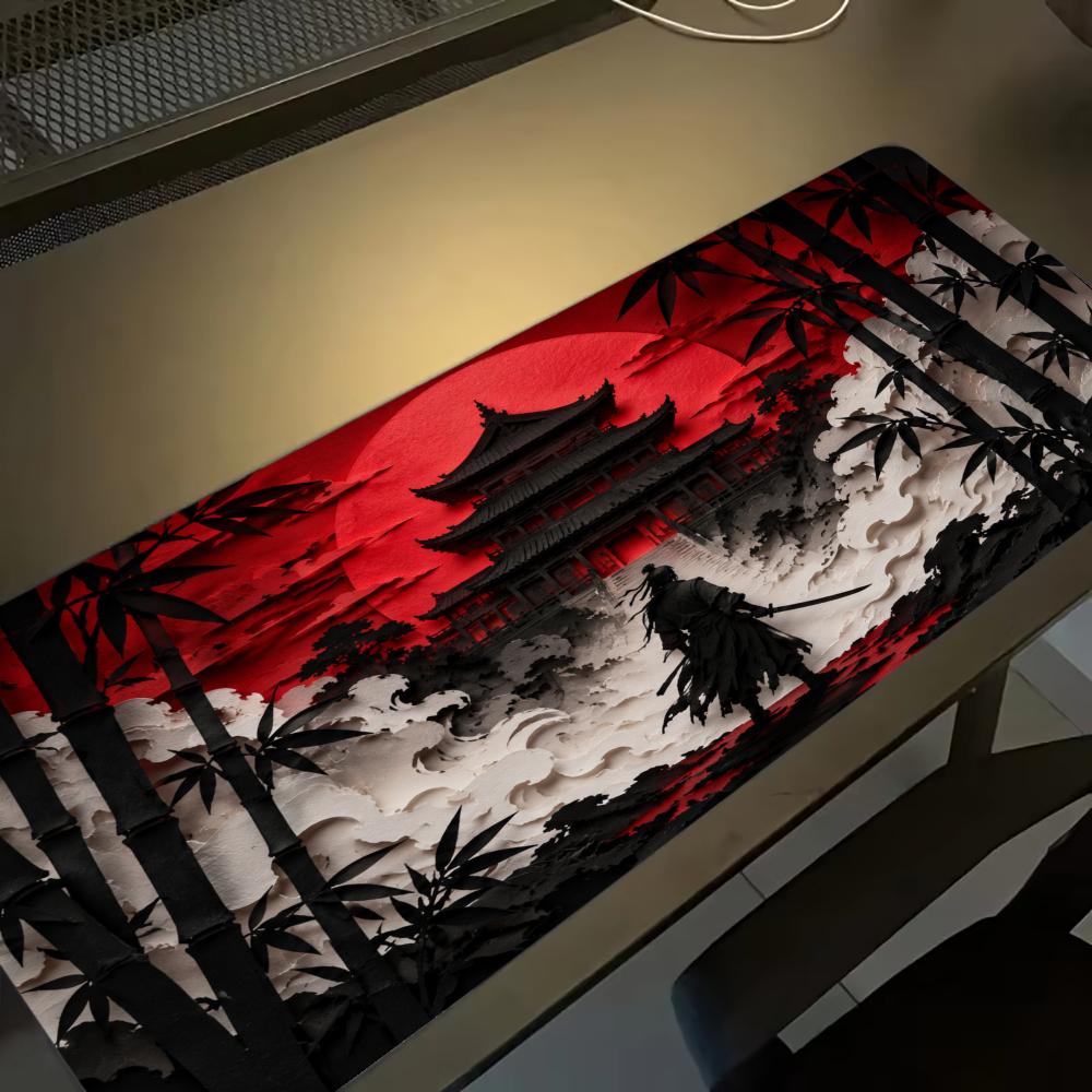 Samurai Red Moon Mouse Pads Pc - Desk Setup Red review and price