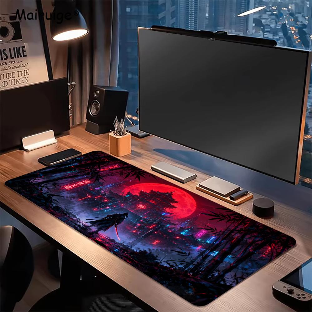 Samurai Red Moon Mouse Pads Pc - Desk Setup Red review and price