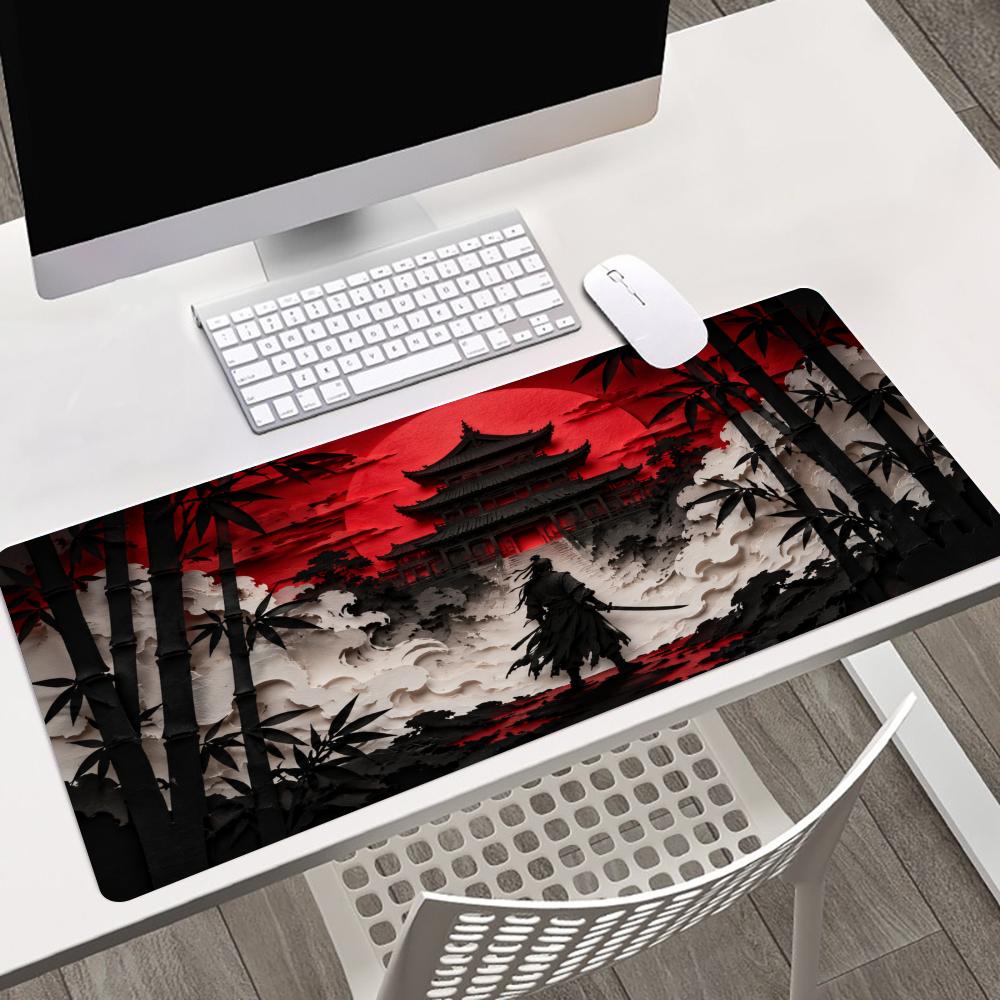 Samurai Red Moon Mouse Pads Pc - Desk Setup Red review and price
