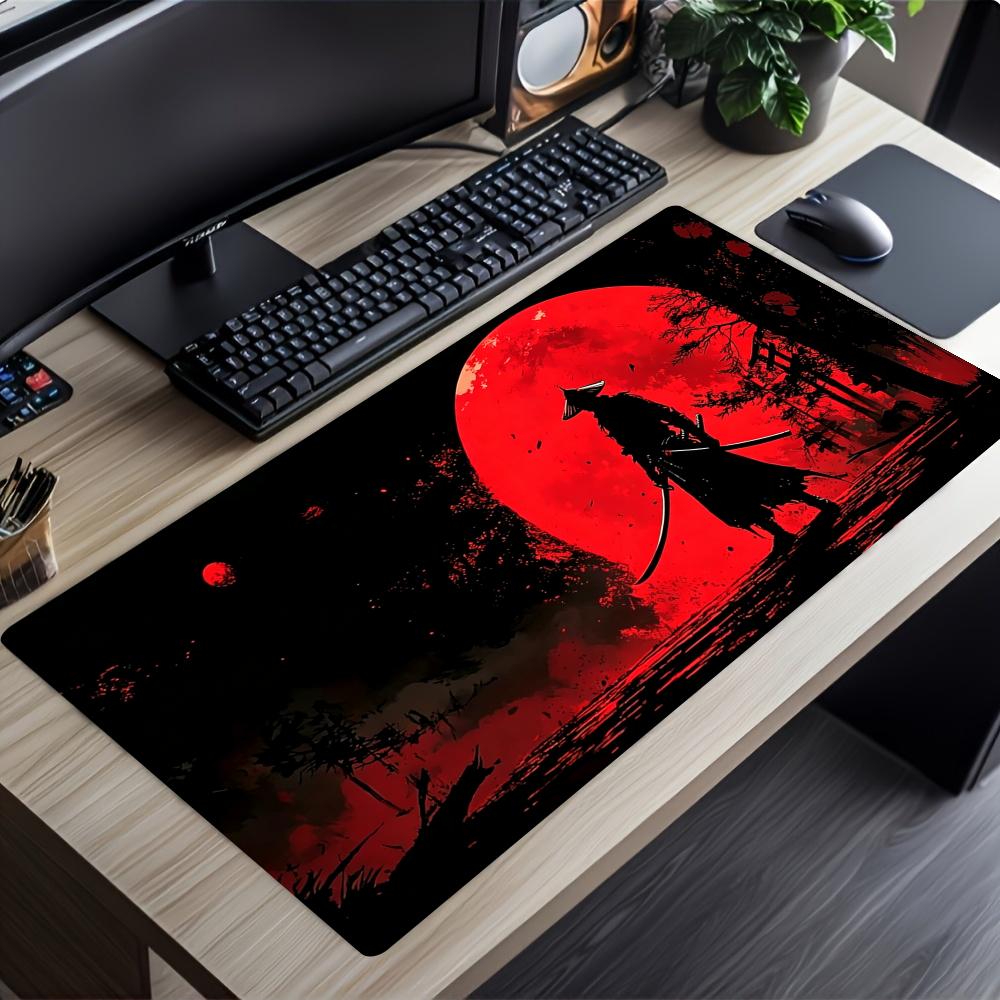 Samurai Red Moon Crows Mouse P - Desk Setup Red review and price