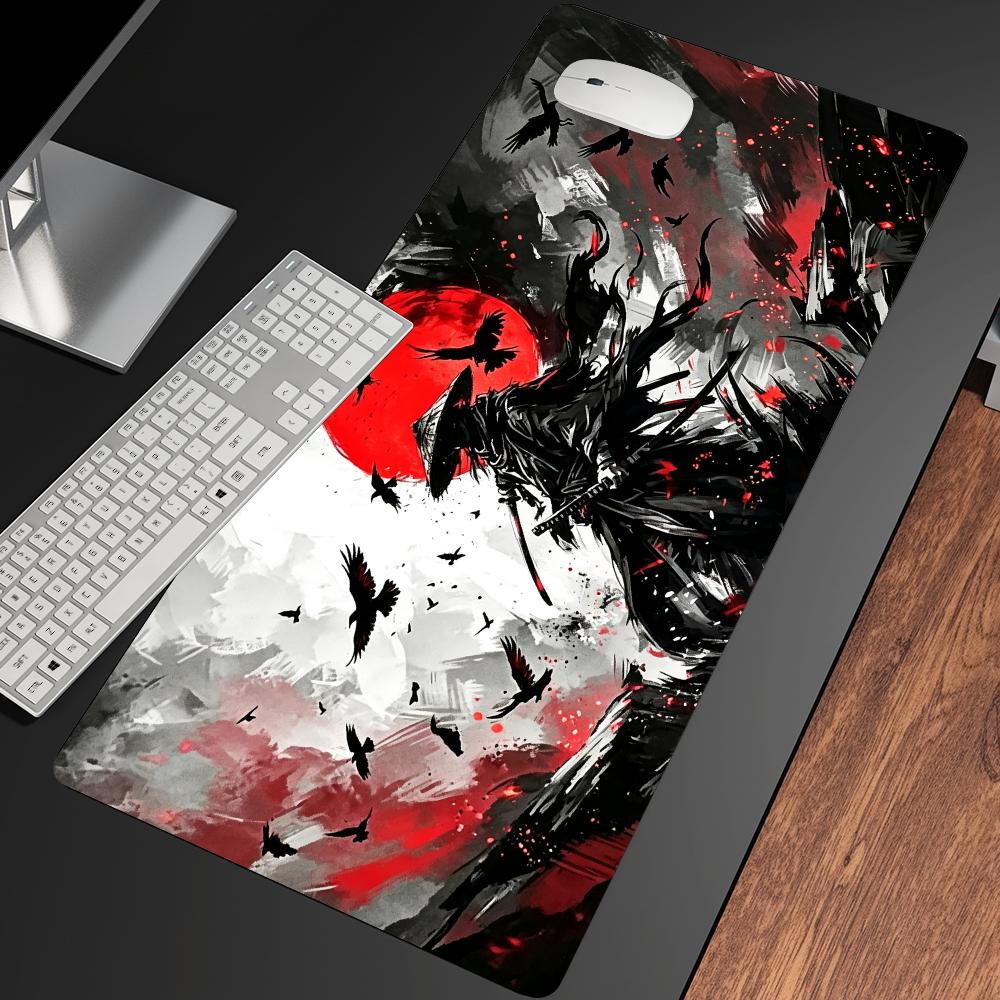 Samurai Red Moon Crows Mouse P - Desk Setup Red review and price