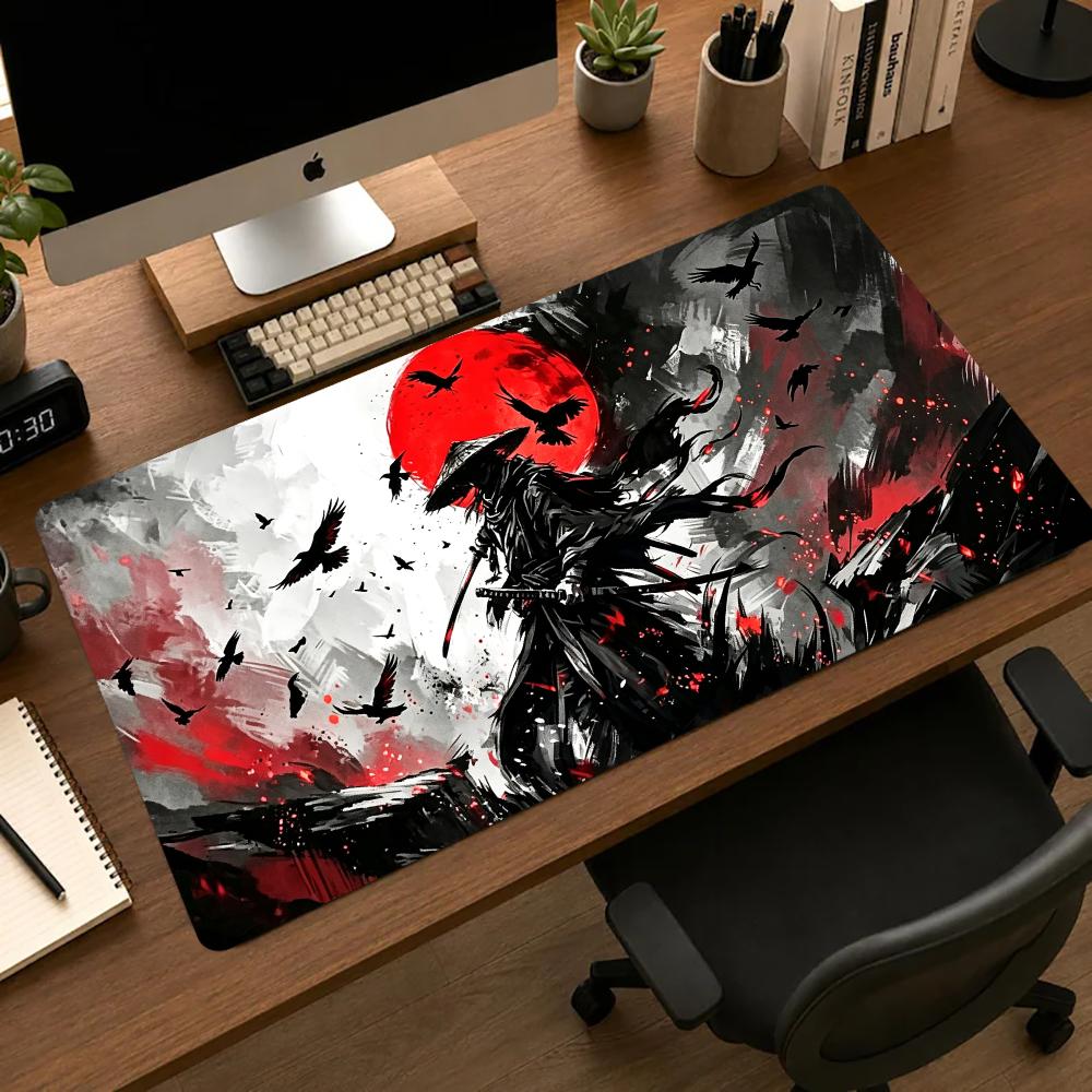 Samurai Red Moon Crows Mouse P - Desk Setup Red review and price