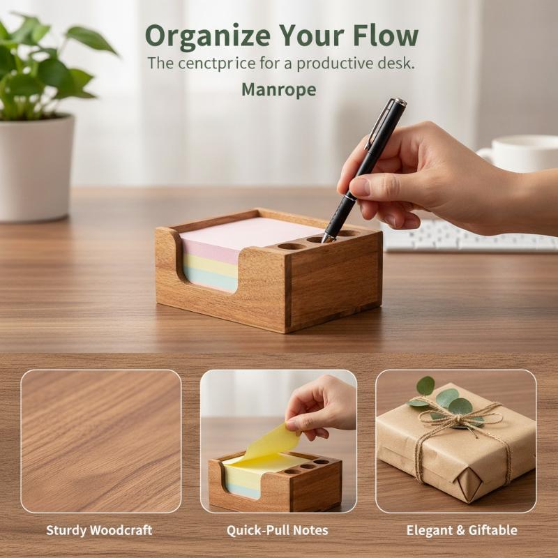 Wooden Desk Organizer With 3 P - Sticky Memo Holder review and price