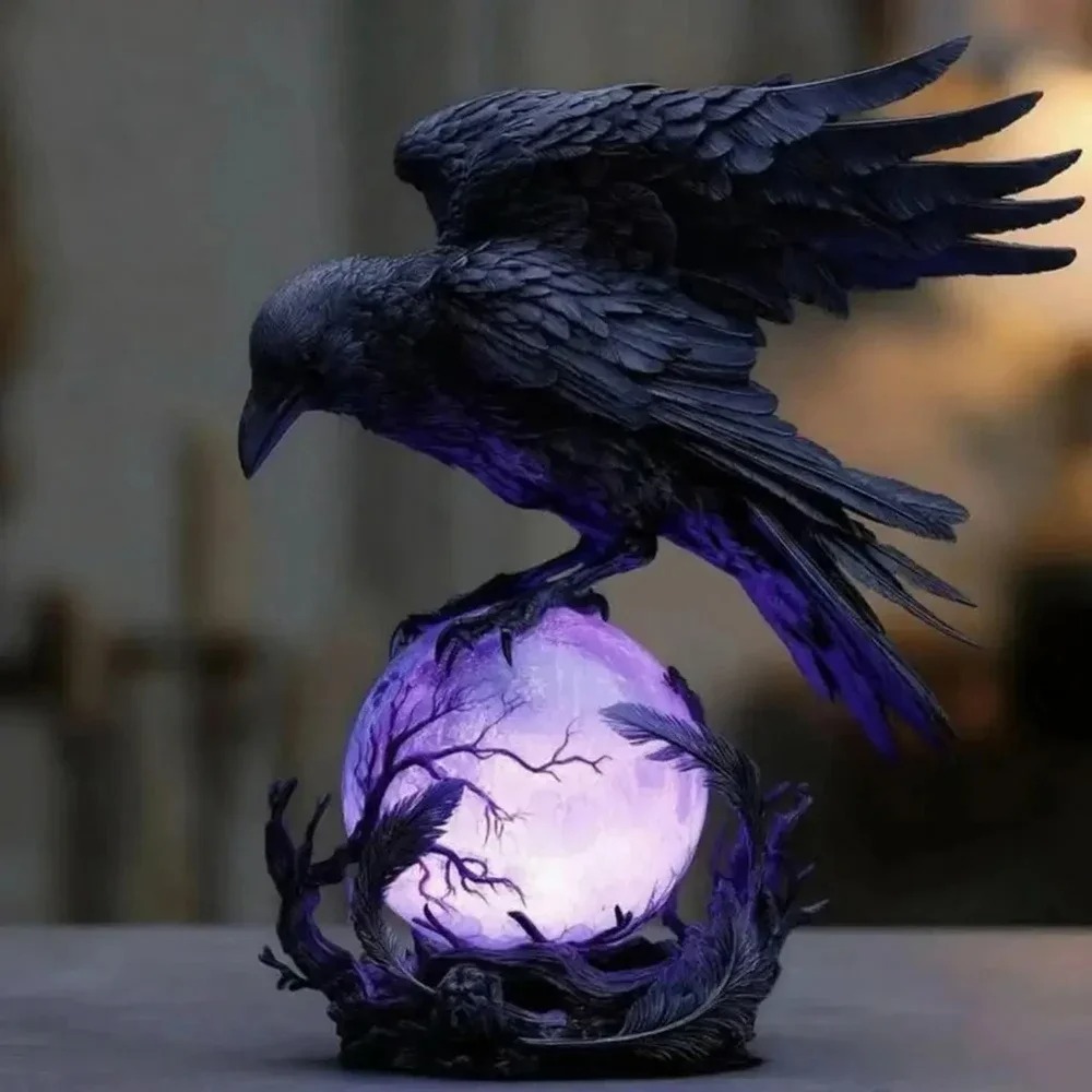 Gothic Raven LED Lamp Sculptur - Desk Setup Dark review and price