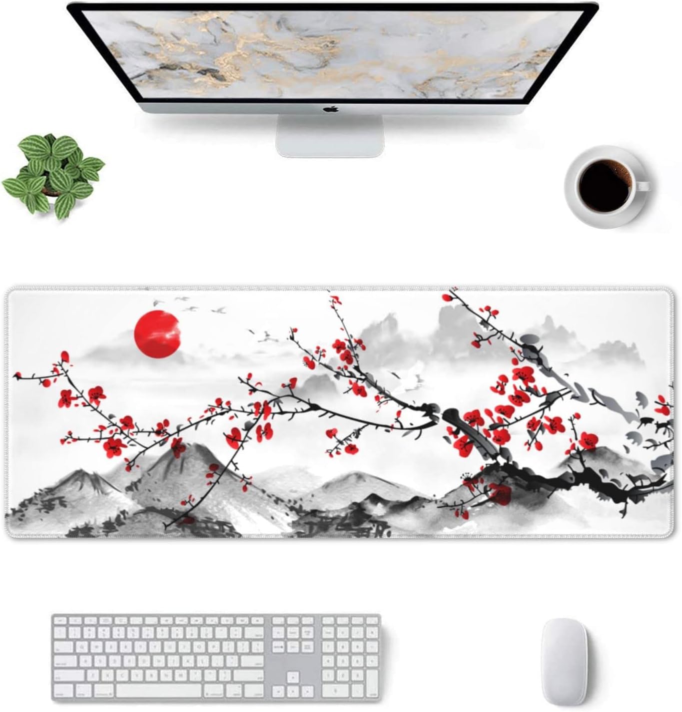 Chinese Ink Wash Plum Blossom  - Desk Setup Red review and price