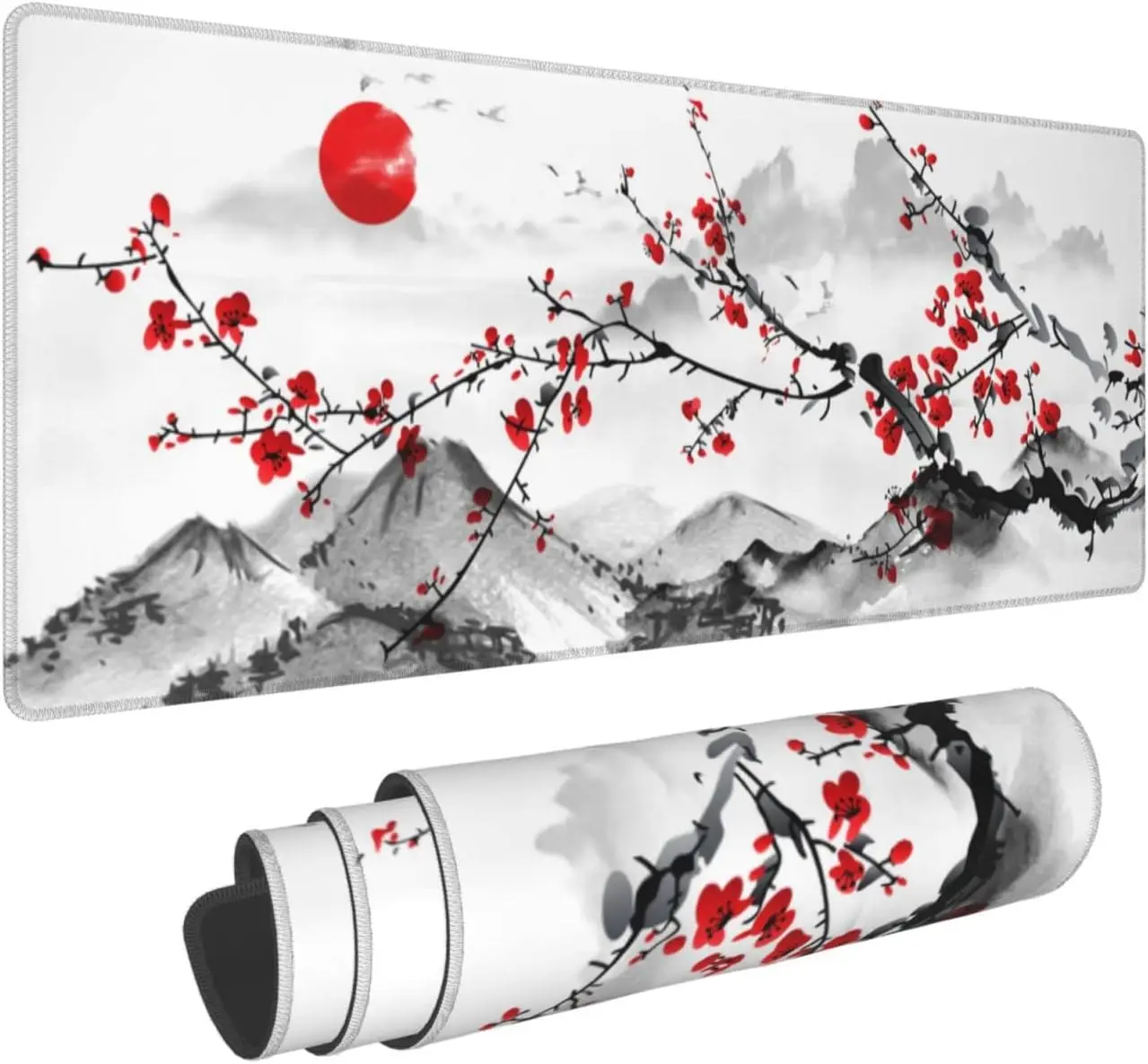 Chinese Ink Wash Plum Blossom  - Desk Setup Red review and price