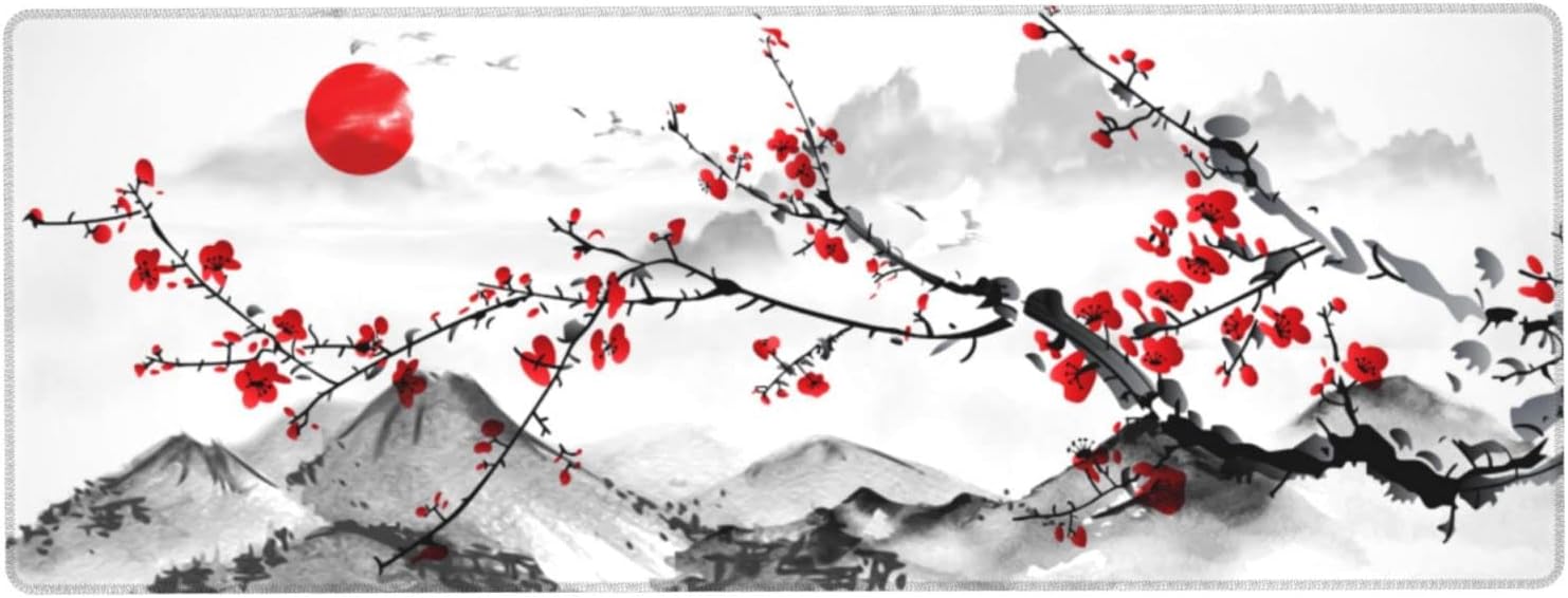 Chinese Ink Wash Plum Blossom  - Desk Setup Red review and price