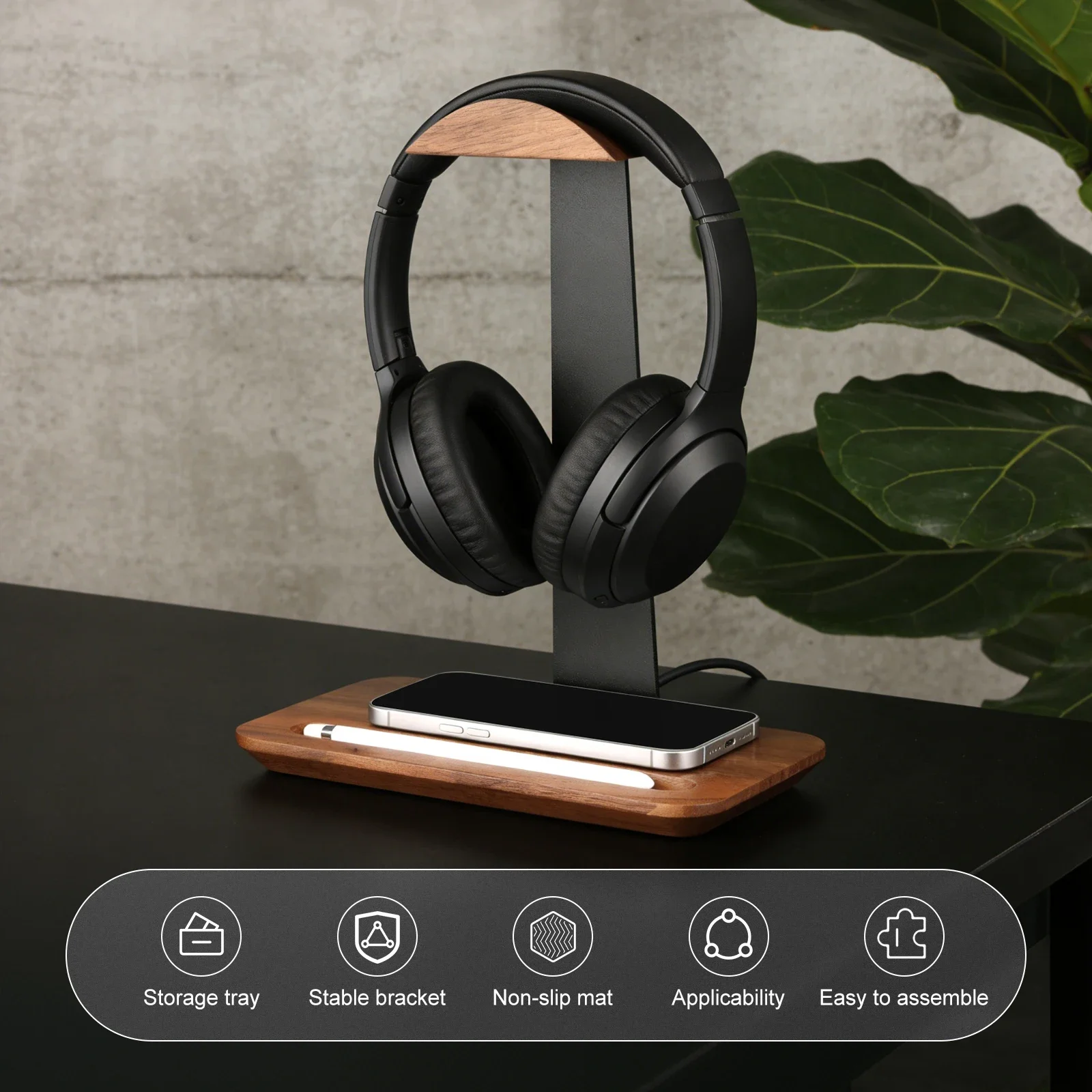 Universal Wood Headphone Stand - Desk Setup Wood review and price
