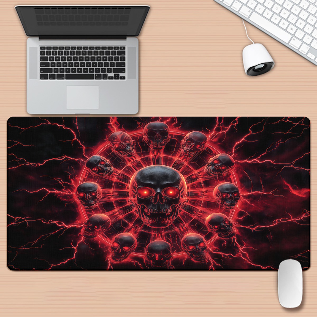 Gothic Skull Pentagram Gaming  - Desk Setup Red review and price