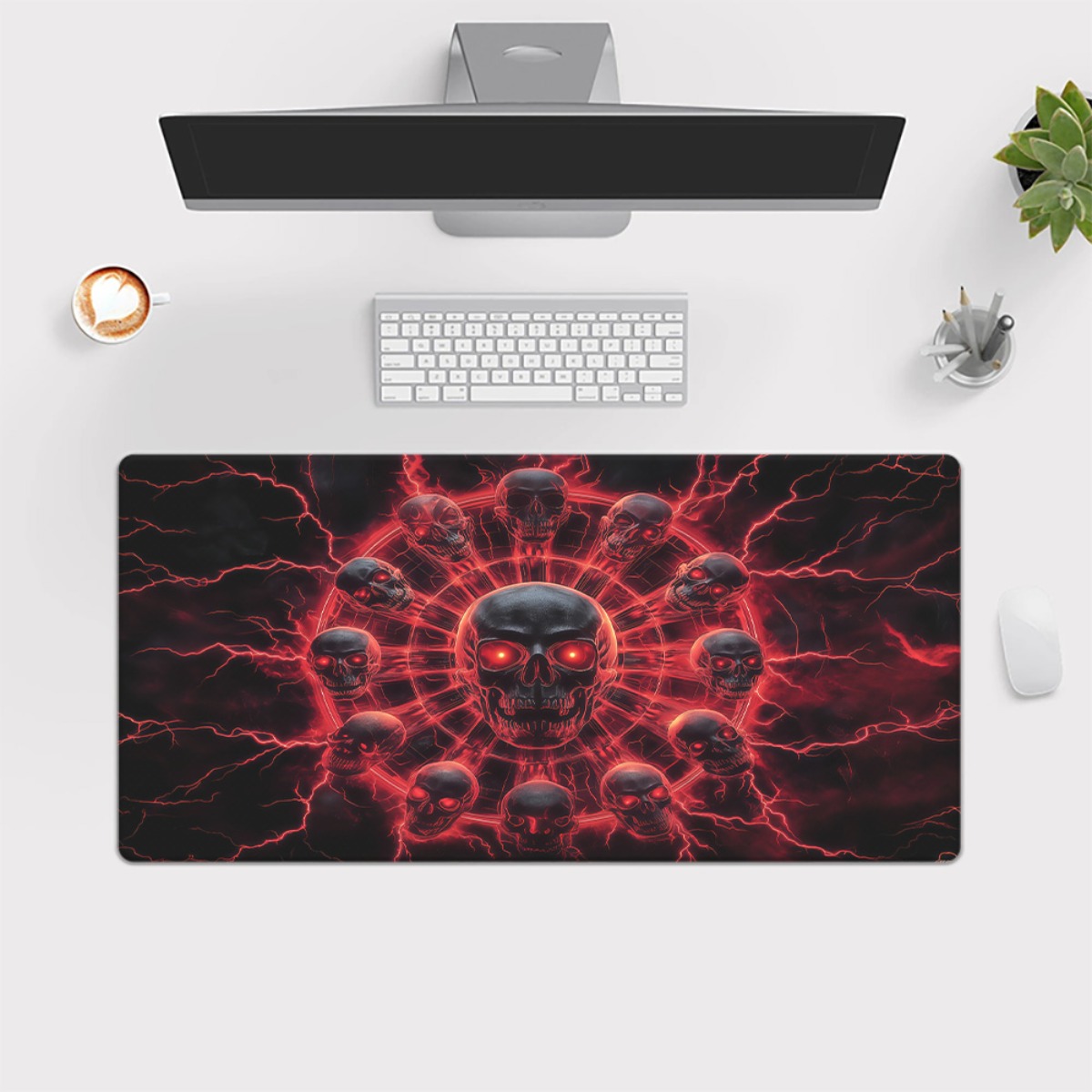 Gothic Skull Pentagram Gaming  - Desk Setup Red review and price