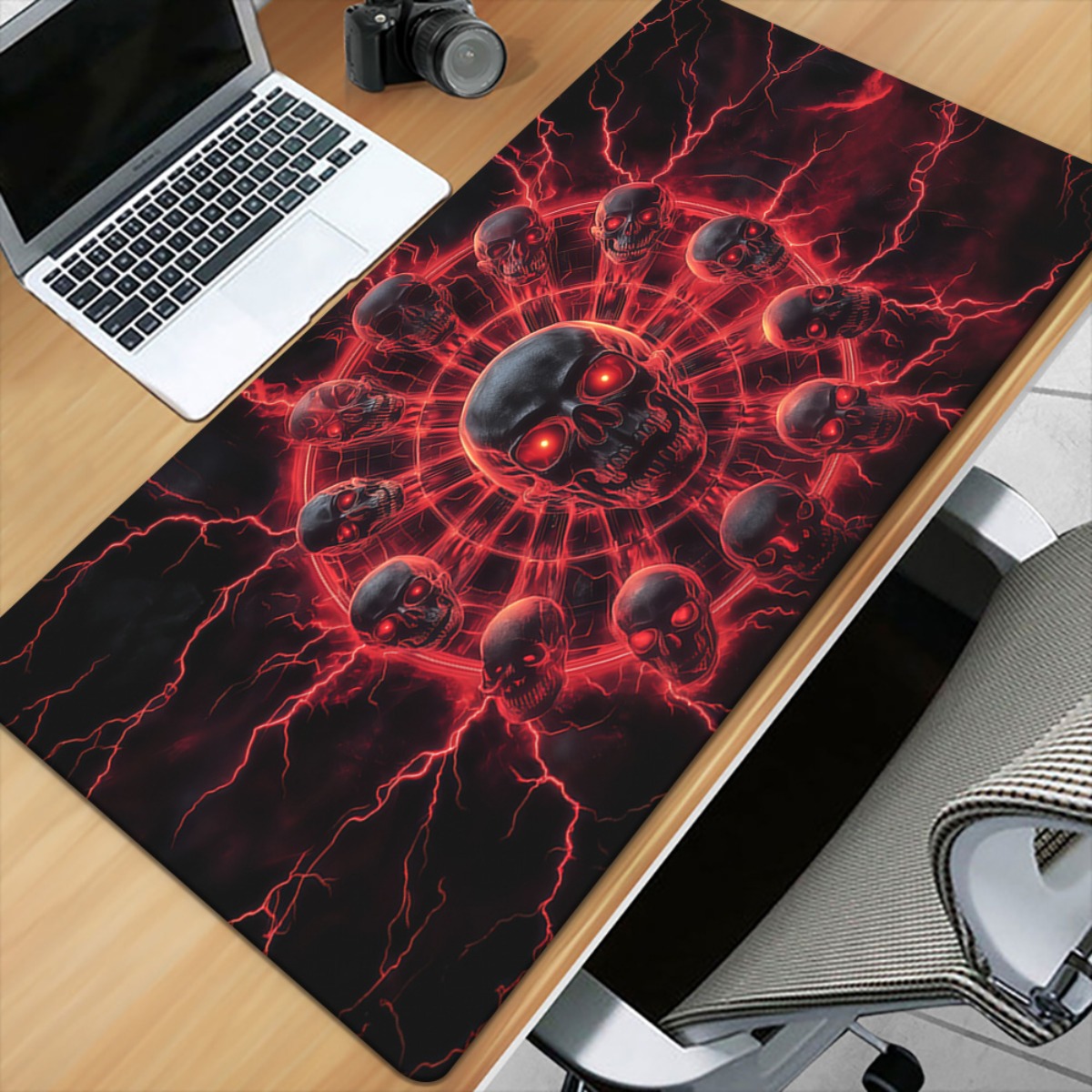 Gothic Skull Pentagram Gaming  - Desk Setup Red review and price