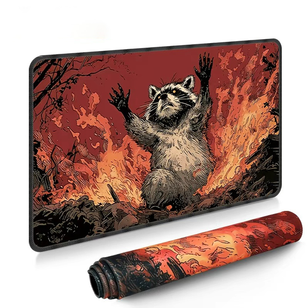 1Pc Raccoon in Flames MTG Play - Desk Setup Dark review and price