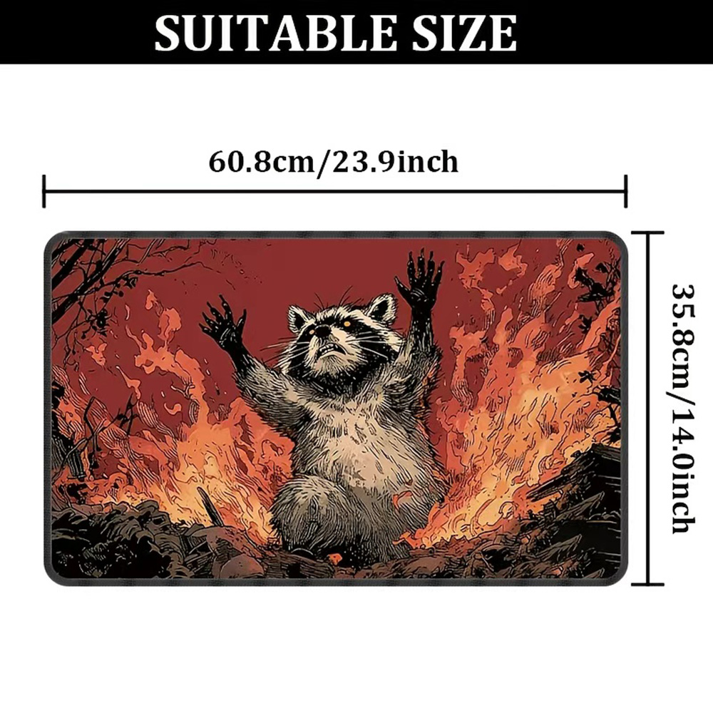 1Pc Raccoon in Flames MTG Play - Desk Setup Dark review and price