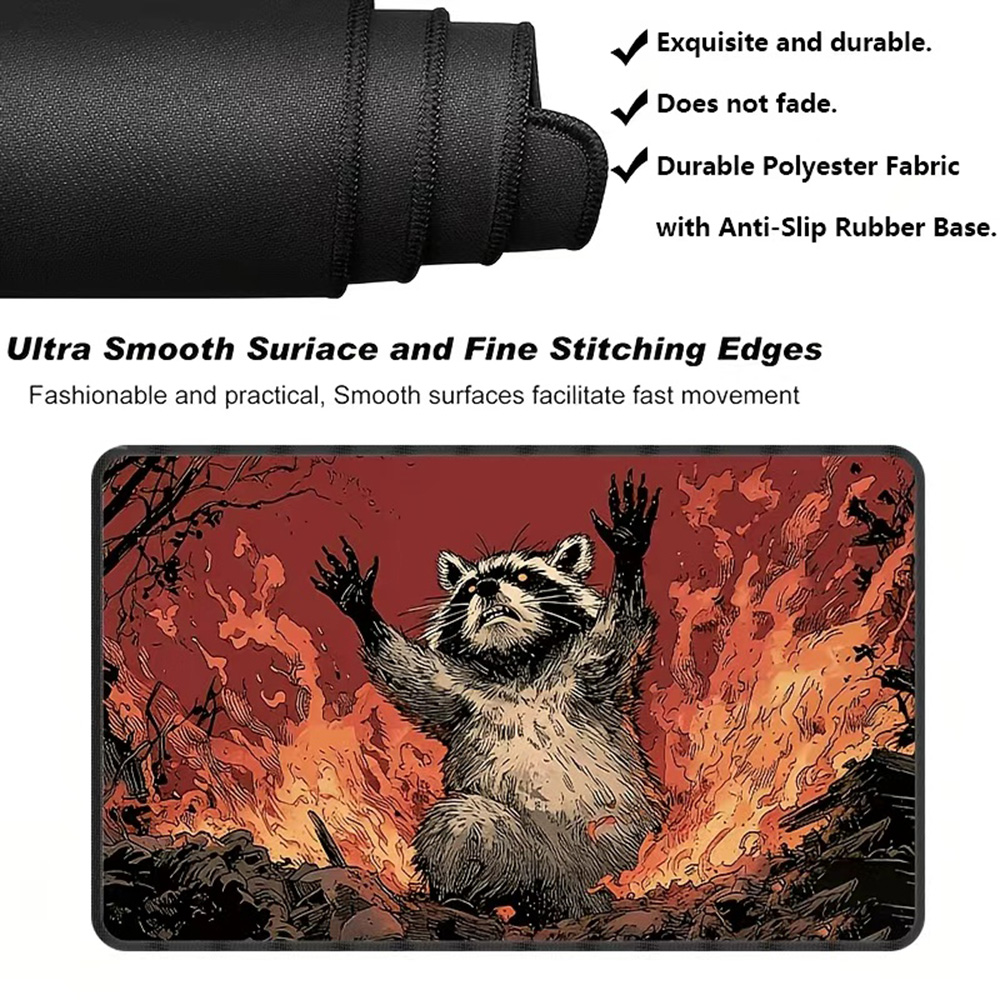 1Pc Raccoon in Flames MTG Play - Desk Setup Dark review and price
