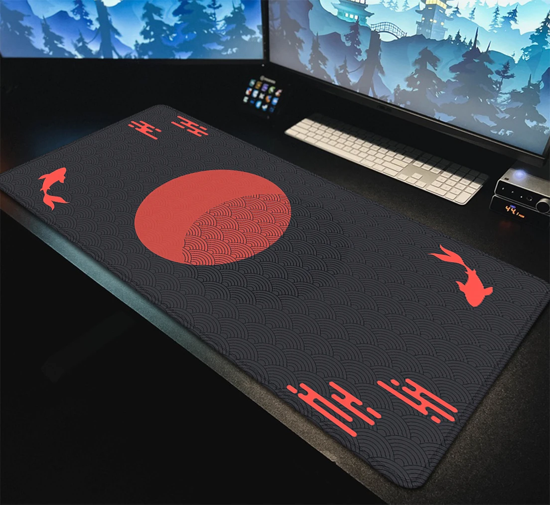 Japanese Desk Mat Black & Red  - Desk Setup Red review and price