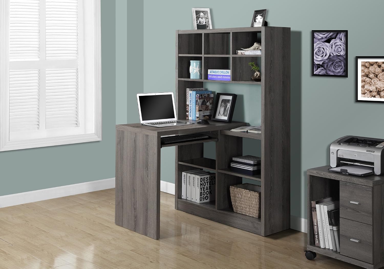 Corner Desk with Adjustable Sh - Desk Setup Dark review and price