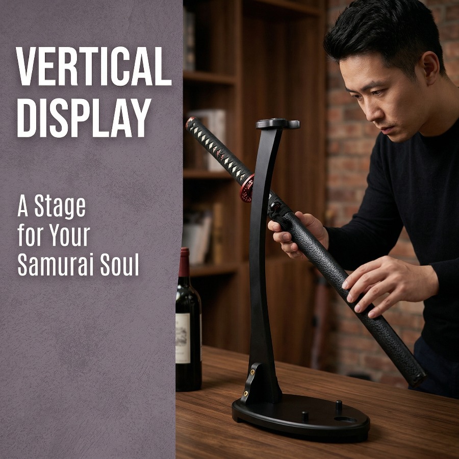 Vertical Katana Stand Sword Sh - Desk Setup Wood review and price
