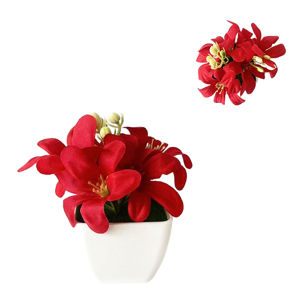 Miniature Artificial Lily Pott - Desk Setup Red review and price