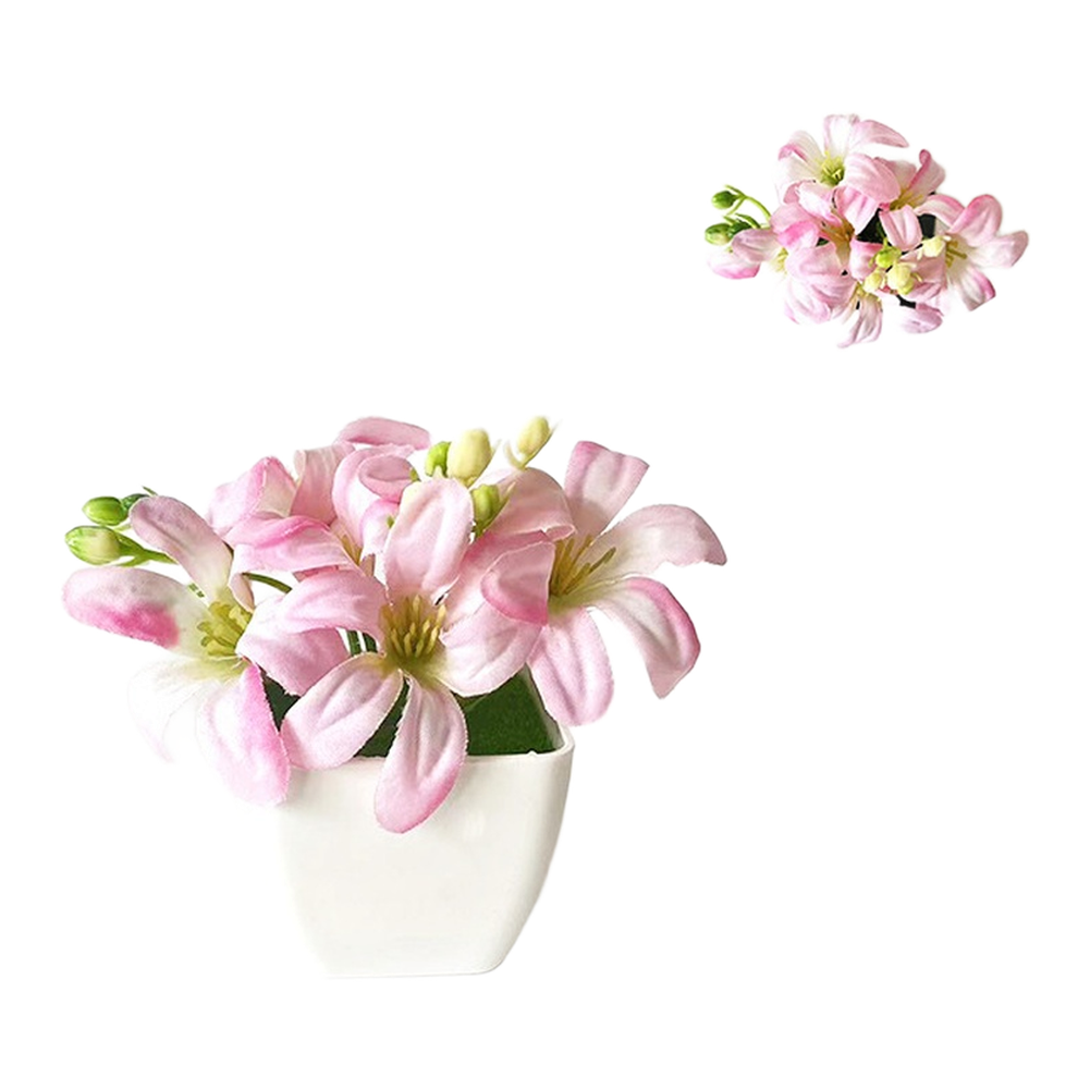 Miniature Artificial Lily Pott - Desk Setup Red review and price