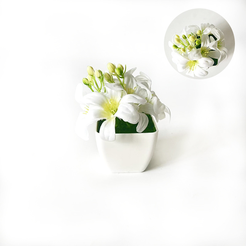 Miniature Artificial Lily Pott - Desk Setup Red review and price