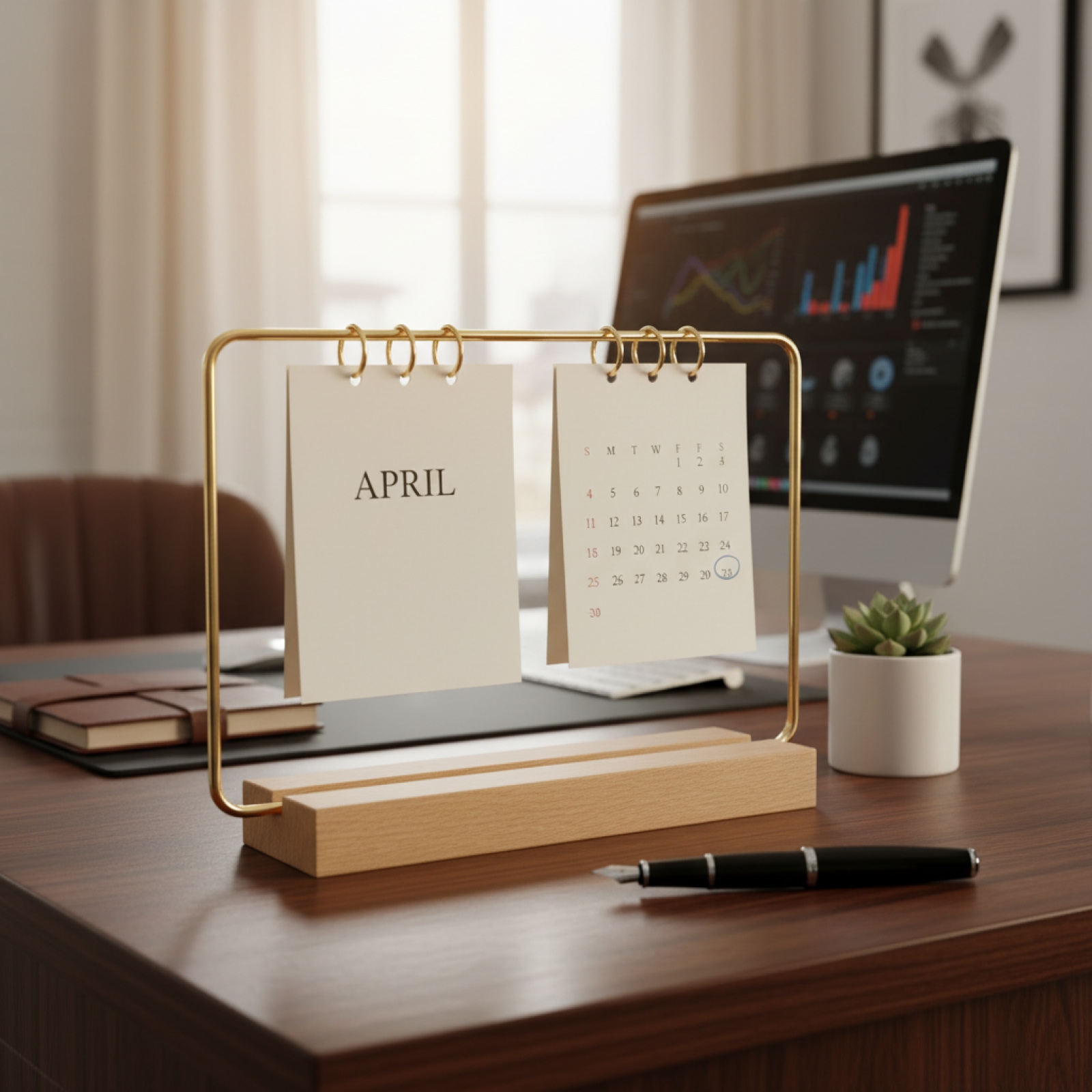 Wooden Base Calendar Stand Sta - Desk Setup Wood review and price