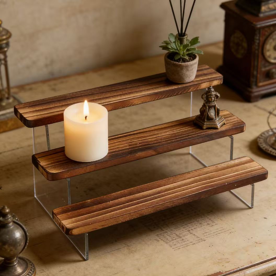 Charred Wooden Step Display St - Desk Setup Wood review and price