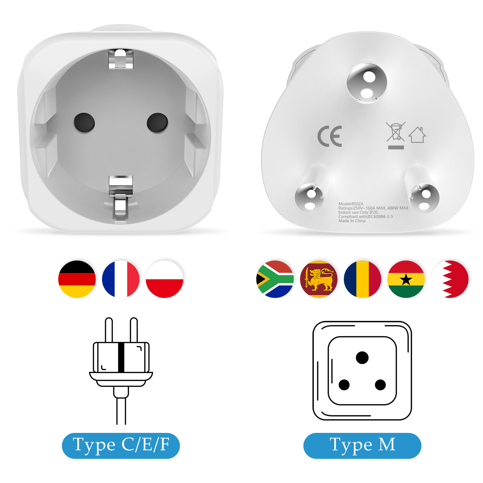 2PCS South Africa Travel Adapt - Power Strip Flat review and price